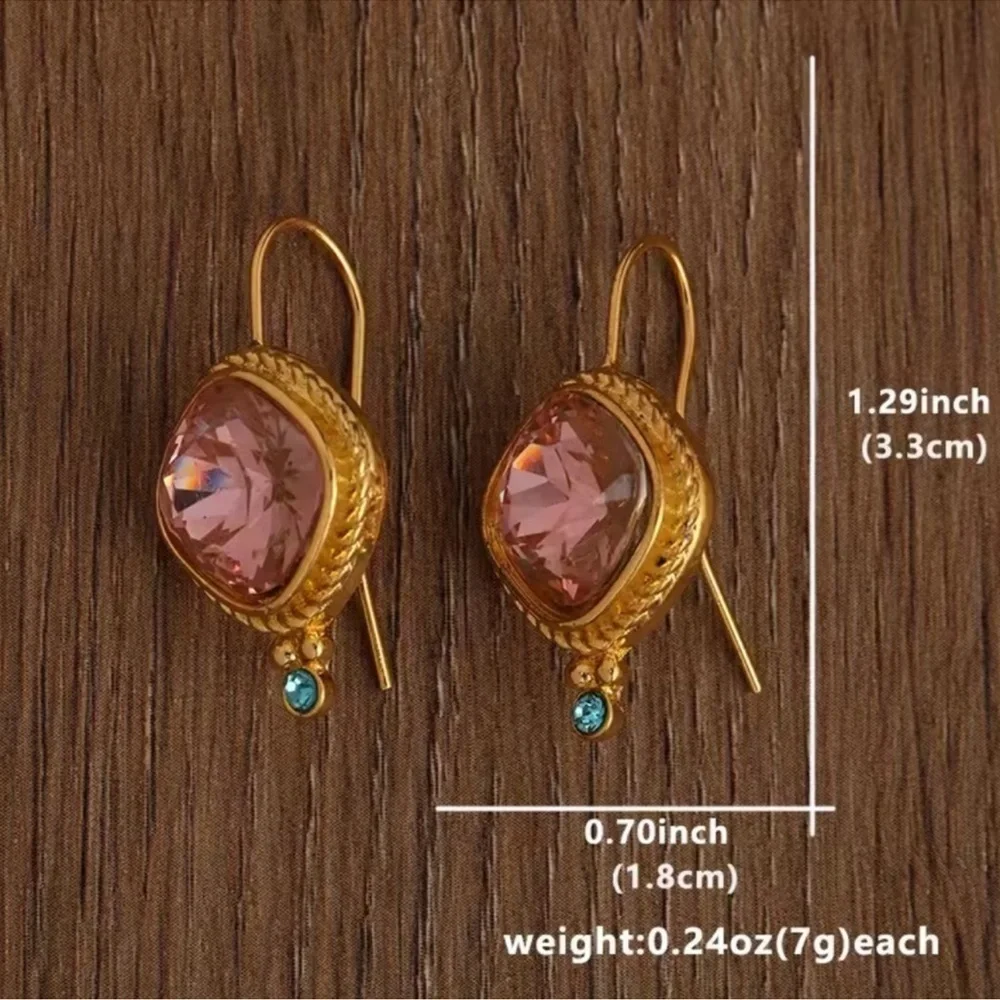 Vintage Gold Pink Earrings